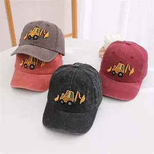 Toddler Excavator Baseball Hat, Embroidery Adjustable Kids Baseball Hat, Toddler Boy Girl Birthday Gift