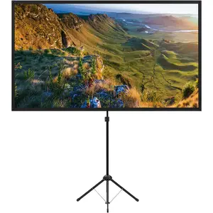 Projector Screen with Stand, 100 Inch Outdoor Projector Screen 16:9 and Tripod Stand, Portable Projector Screen with 1.2 Gain, Lightweight and Compact, Easy Setup, Idea for Home Cinema, Backyard Party