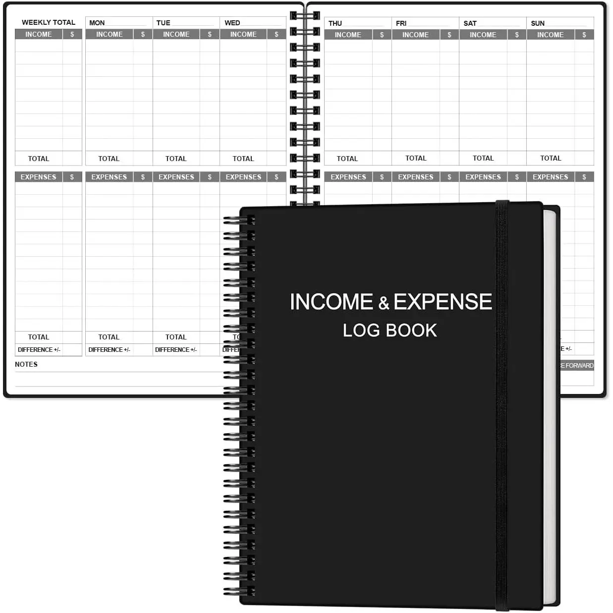 Income & Expense Log Book - A4 Income and Expense  for Small Business, Accounting Bookkeeping  for Woman and Man, 8" x 10.5", Black