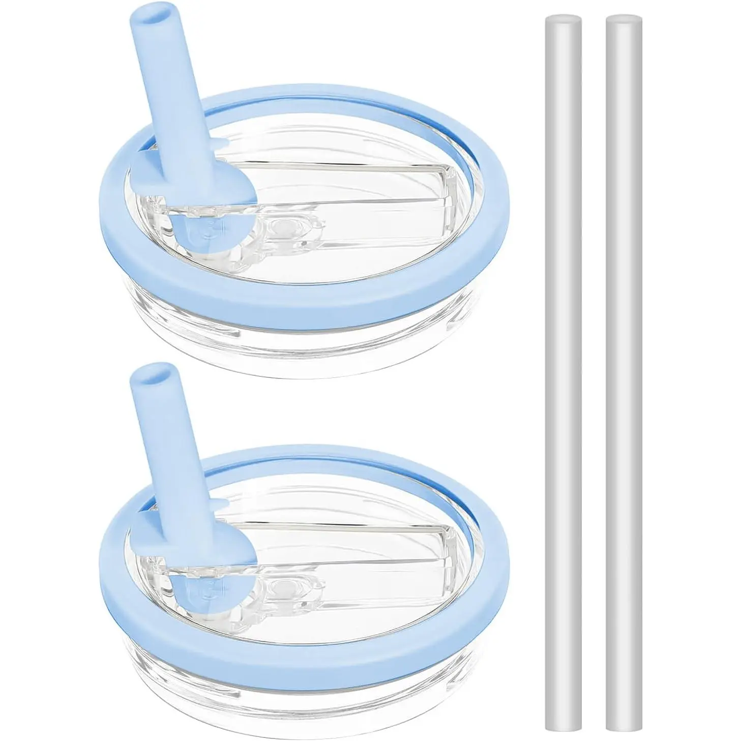 40 oz Tumbler Lids and Straw - Leak-Proof, Splash Resistant - 2 Pack (Light Blue)