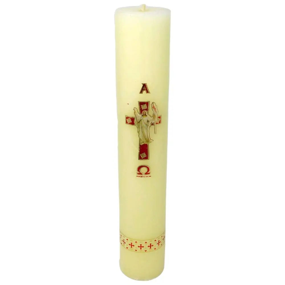 Cirio Pascual 4 Kilo Large Cirio 24"Tall×4"Thick Paschal Candles Vela de Cera Jesucristo Resucitado Candle for Church Devotional Religious art image, home decor, wall decor, church events, gifts