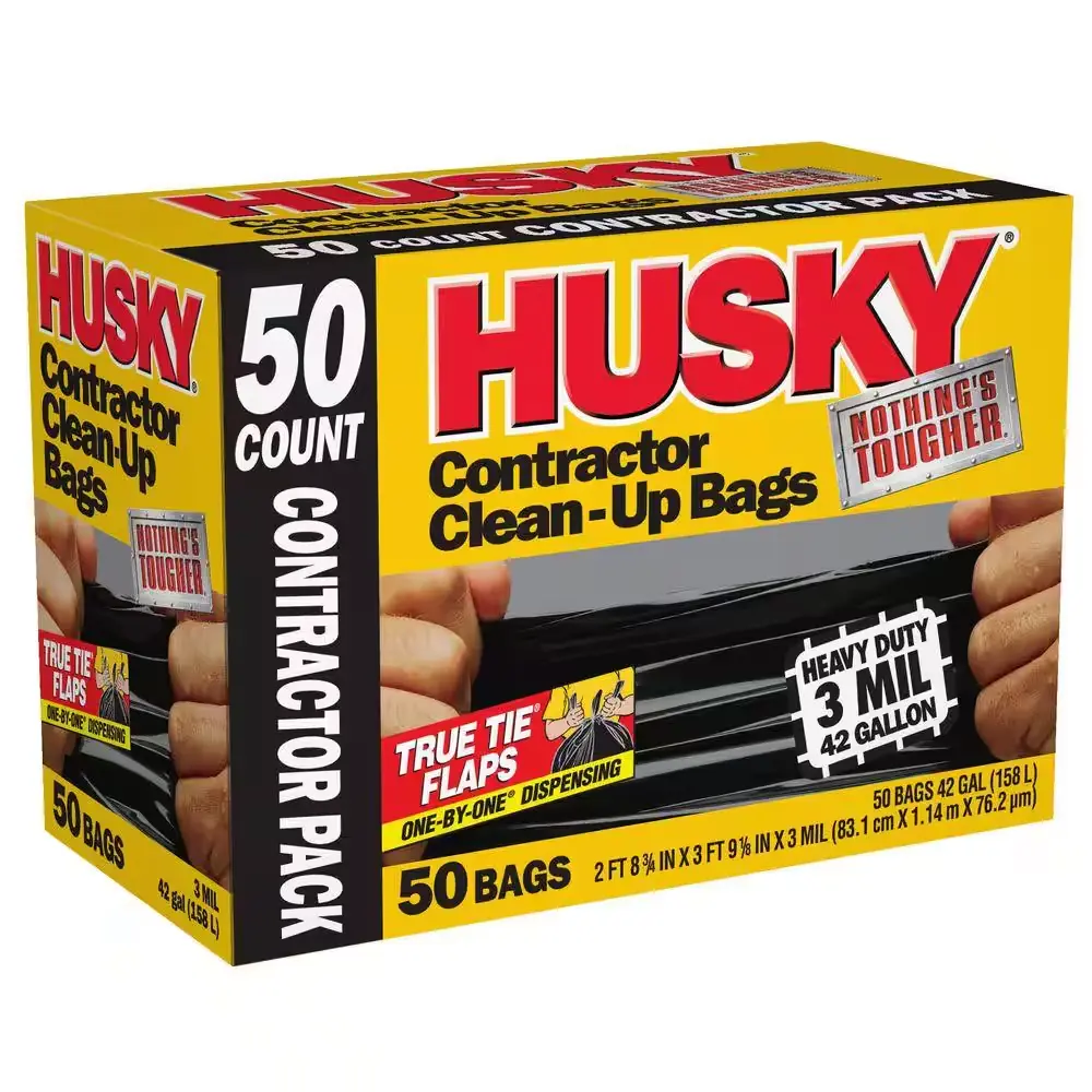 NEW 42 Gal. Contractor Bags Heavy-Duty, Tear-Resistant, 50 Count for Tough Jobs Husky