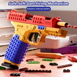Building Block Handle Set, BazDIY ilbazos Building Block Toy Gun, Funny DIY, Block Blaster with Display Stand, Full of Creativity for Team Activities
