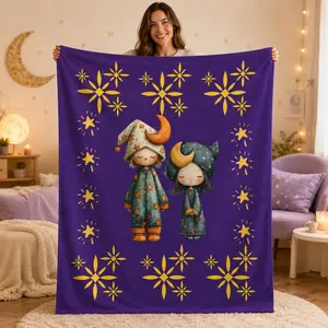 Cosmic Dreams Flannel Plush Blanket, Soft Cozy Throw for Bed Sofa, Galaxy Stars Kids Room Nursery Decor, Sleepover Birthday Christmas Gift