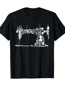 Comfortable 100% Cotton Sewing Quilting T-Shirt - Crew Neck, Casual, Print, Fashion, 220gHot selling items, Gift, Fashionable, Unisex, Vintage, Soft, Breathable, Casual - Crew Neck, Regular Fit - Machine Washable, Comfortable Cotton Crew Neck Short Sleeve