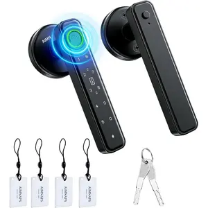 Fingerprint Door Lock, Door Locks for Bedroom, Keyless Entry Door Knob (Fingerprint/Code/Key) Auto Lock for Apartment Office Black