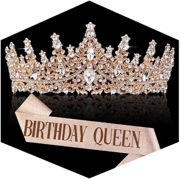 Gold Crown for Women Crystal Princess Tiaras Rhinestone Queen Headband Wedding Bridal Hair Accessories Birthday Prom Pageant Party Coming of Age Ceremony Photo Props