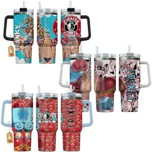Franky OP Anime Manga 40oz Tumbler Stainless Steel with Straw, Lid and Handle - Double Wall Insulated Flasks – Perfect Gift for Fans