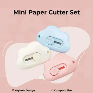 3pcs/Set Mini Cloud Paper Cutter Set, Cloud Shape Design, Portable with Keyhole, Ideal for Office, School, Dorm, Home, Paper Trimmer