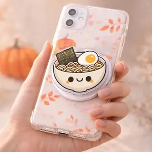 Kawaii Ramen Bowl MagSafe Phone Grip, Japanese Noodle Magnetic Phone Holder, Funny Food Phone Stand