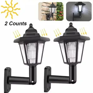 2-Pack LED Outdoor Solar Pathway Light Garden Lamp Energy Saving Wall Mount for Yard Decoration Lighting, Non-Rechargeable Batteries Included