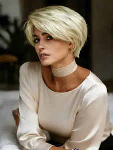 Women's Short Curly Wig with Bangs, Stylist Friendly Wig, 6 Inch Synthetic Hair Cap, Easy Wear Rose Net Headpiece, Perfect for Christmas/new Year/daily Use