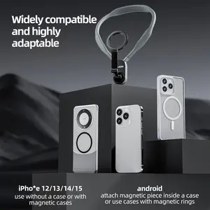 Magnetic Phone Neck Strap Holder, Pov/vlog Selfie Stand, Hands-Free Phone Necklace Mount, Chest Strap for iPhone & Android Videos