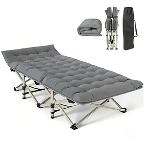 Portable Camping Cot, 600LBS Max Load, Extra Wide with Thick Mattress, Folding Cot for Outdoor Camping/Office, Home Nap
