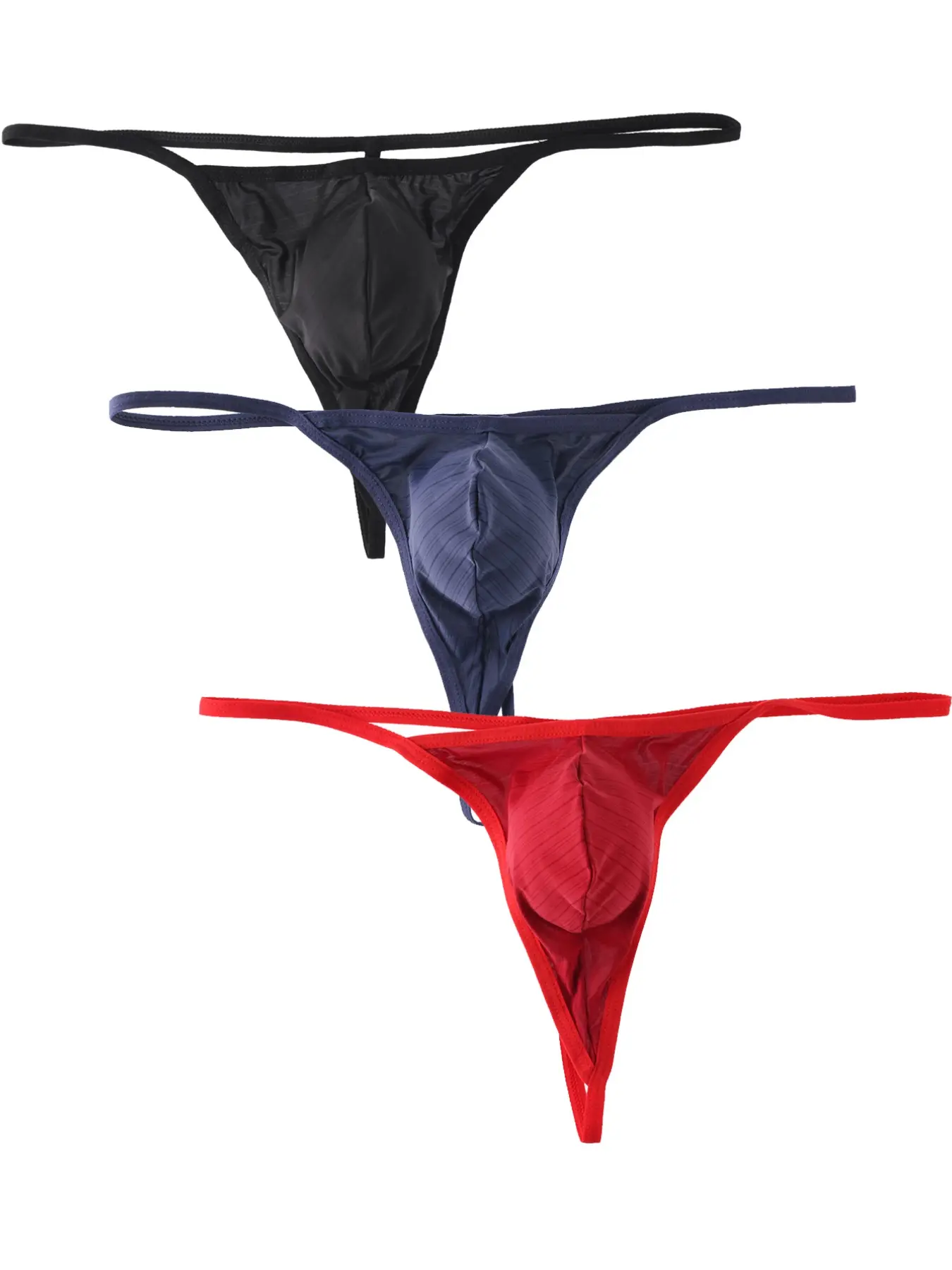 3pcs Men's Ultra-Thin Striped Underwear Set, Transparent Elastic Fashion Briefs, Breathable Comfort Summer Shorts, 3-Pack, All Season Underwear