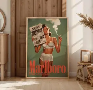 [SALE UP TO 30% + FREE SHIP + NO FRAME] Western Retro Poster – Bikini Model Marlboro Look – Vintage Print Gift