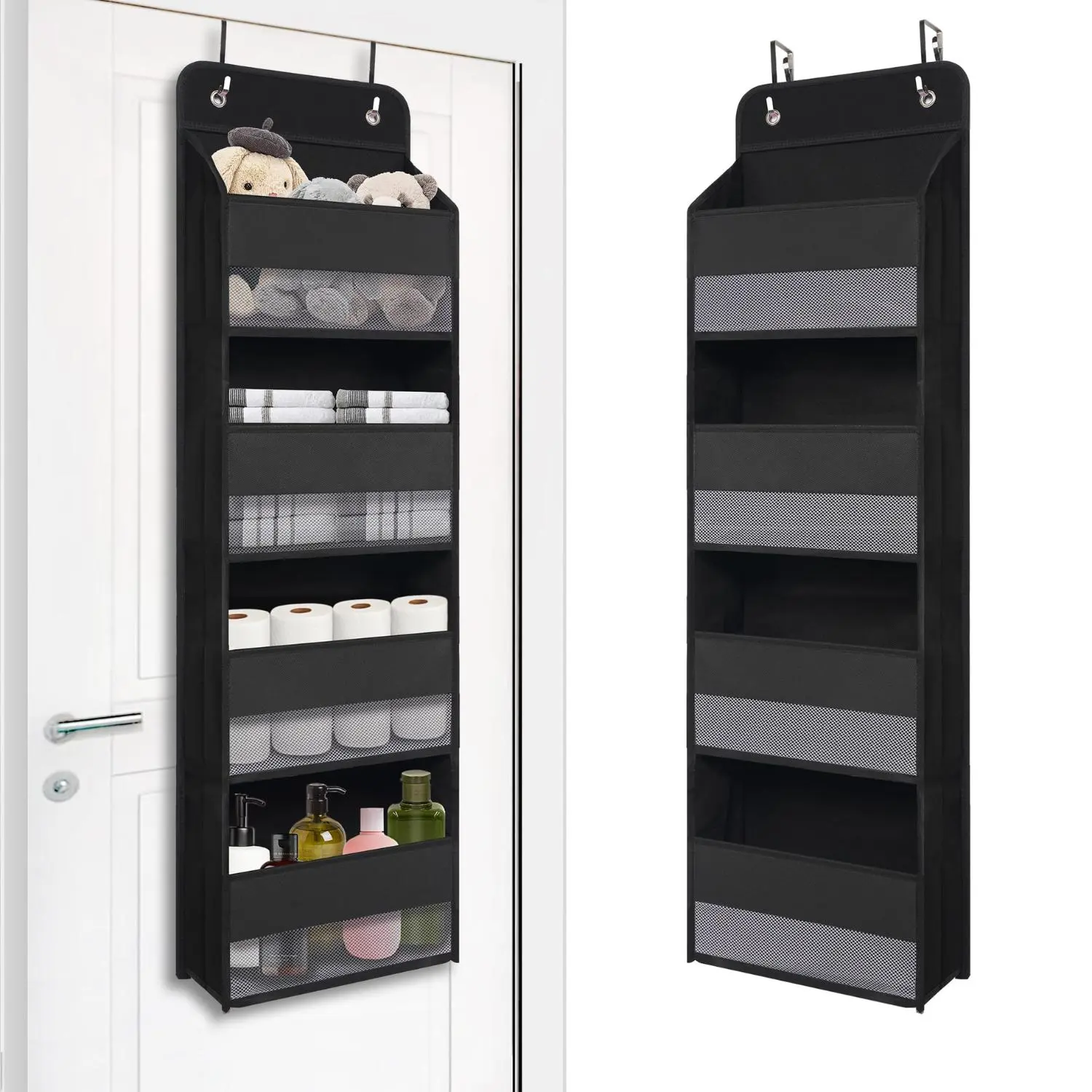 Heavy Duty Over Door Organizer, Wall Mount Hanging Organizer Storage with 4 Large Capacity Pockets, Closet Bathroom Nursery Bedroom Dorm Hangable