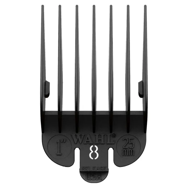 WAHL Professional #8 Attachment Comb, Durable Nylon Cutting Guide with Easy Release for Full-Size Clippers, 1 Inch Cut Length, Black, Flexible, Snap-Fit Grip, Precision Cut