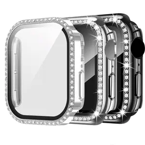 3-Piece Set Rhinestone Apple Watch Case, Screen Protector Included, Ultra-Thin Shockproof Shell, Fits Series 11-4/se, Perfect Gift for Women