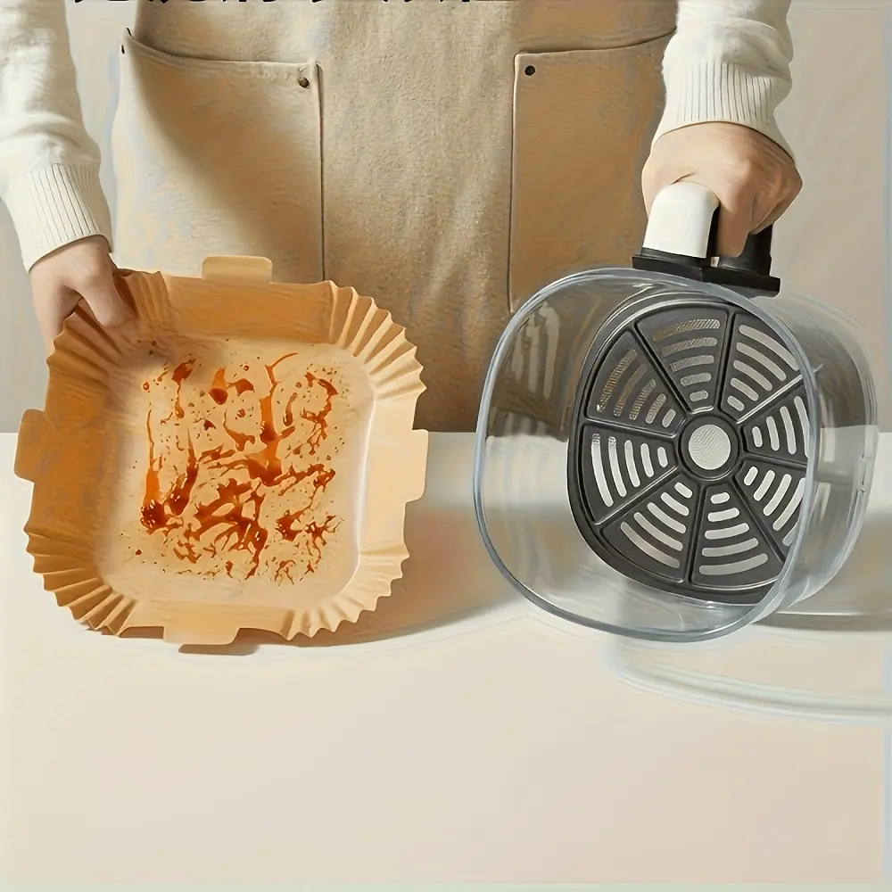 200PCS Air Fryer Liners - Non-Stick Disposable Parchment Paper for Air Fryers, Grills, Microwaves & Ovens - Easy Cleanup, Less-Oil Cooking - Crimped Edge Design, Essential Kitchen Air Fryer Accessories for Everyday Use, Holidays & Special Occasions