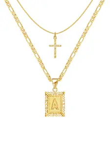 Letter & Cross Pendant Necklace, Punk Style Jewelry for Party, Daily Decor, Trendy All-match & Exquisite Chains Jewelry for Birthday Gift Fall