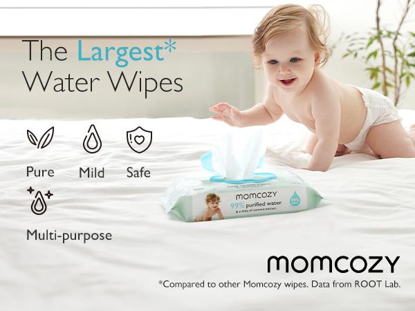 Baby wipes, Momcozy wipes - oversized, cleansing and moisturizing children's wipes, baby products, products for girls and boys, unscented baby wipes, portable maternal and child gifts, safe baby wipes