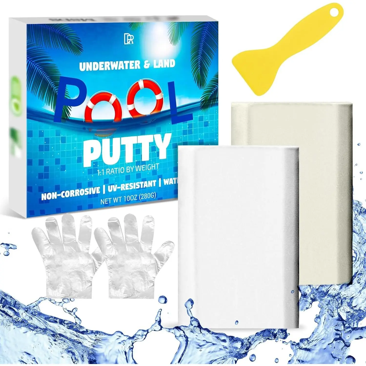 Pool Putty - 10oz 2 Part Epoxy Pool Repair Kit Pool Leak Sealer for Fixing Leaks, Cracks - Underwater or Above  Repair Epoxy Putty for Tile, Fiberglass, Concrete, Cement and Other Surfaces