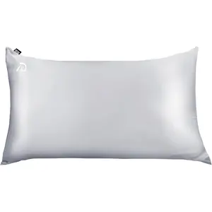 Performance Silk Pillow Case with Zipper -   Mulberry Silk Pillowcase for Hair and  - Naturally Cooling and Moisturizing - Standard Size - Slate