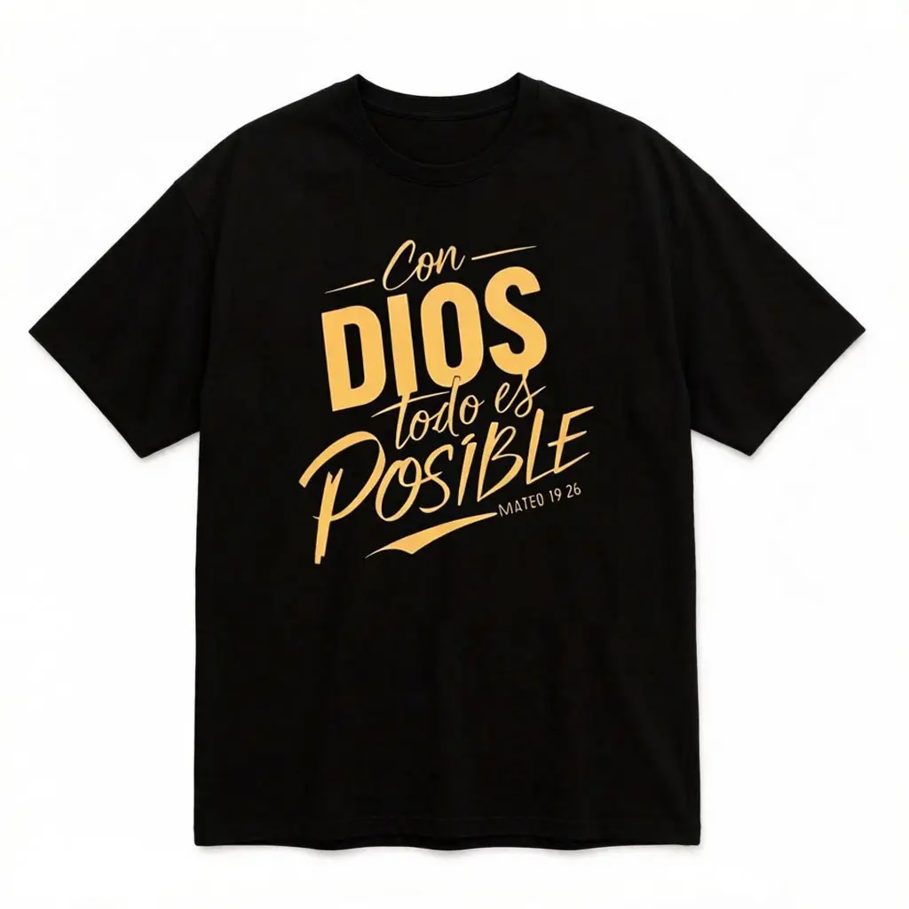 Men's T-Shirt with "Con Dios Todo Es Posible" Spanish Quote & Matthew 26:11 Bible Verse - Comfortable Breathable Crew Neck Regular Fit