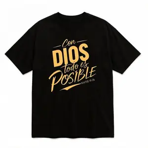Men's T-Shirt with "Con Dios Todo Es Posible" Spanish Quote & Matthew 26:11 Bible Verse - Comfortable Breathable Crew Neck Regular Fit