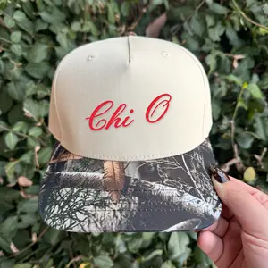 Chi Omega Embroidered Camo Hat – Two Toned Hat
