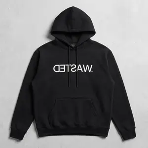 WASTED Classic Fleece Hoodie - Soft Comfortable Premium Interior Adjustable Drawstring Hood Front Kangaroo Pocket Signature Branding