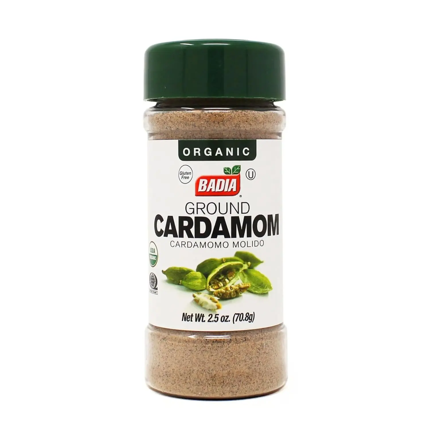 Badia Spices Organic Ground Cardamom, 2.5 oz - Warm Natural Spice, Great for Baking, Cooking, Beverages, Enhances Dishes, Great For Beverages