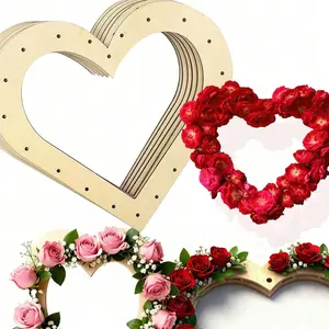 Valentine's Day Heart Shaped Wreath Frame, Wooden Hollow Out DIY Wreath Frame, Decorative Grid, New Year, Garden Door Wreath, Indoor Decoration
