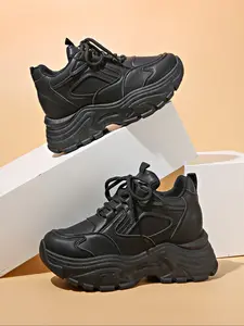 Women's Wedge Heel Casual Walking Shoes, Height Increasing Low-Top Sneakers, Versatile Dad Shoes for All Seasons, Thick Soled Sneakers