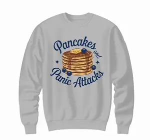 Pancakes and Panic Attacks T-shirt, Funny Retro Sublimation Sweatshirt, Vintage Style T-shirt, Mental Health, Anxiety,  Tops & Tees, For Men, For Women, For Tourism, Gender Neutral Appeal, Fit For All, Fashion For All