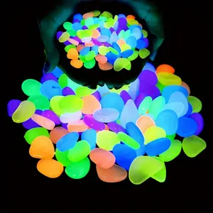 100Pcs Luminous Stones Glow in The Dark Artificial Fluorescent Pebbles for Garden Fish Tank Landscape Decoration