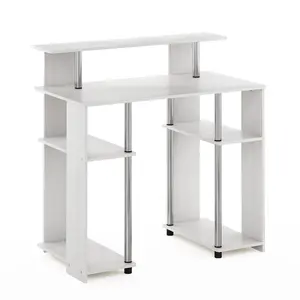 Desk setup upgrade made easy: the JAYA Desk in White Oak/Stainless Steel pairs a 35.3-inch desk with open shelf storage and a raised hutch, so your space stays clean, practical, and ready for a bedroom or home office.