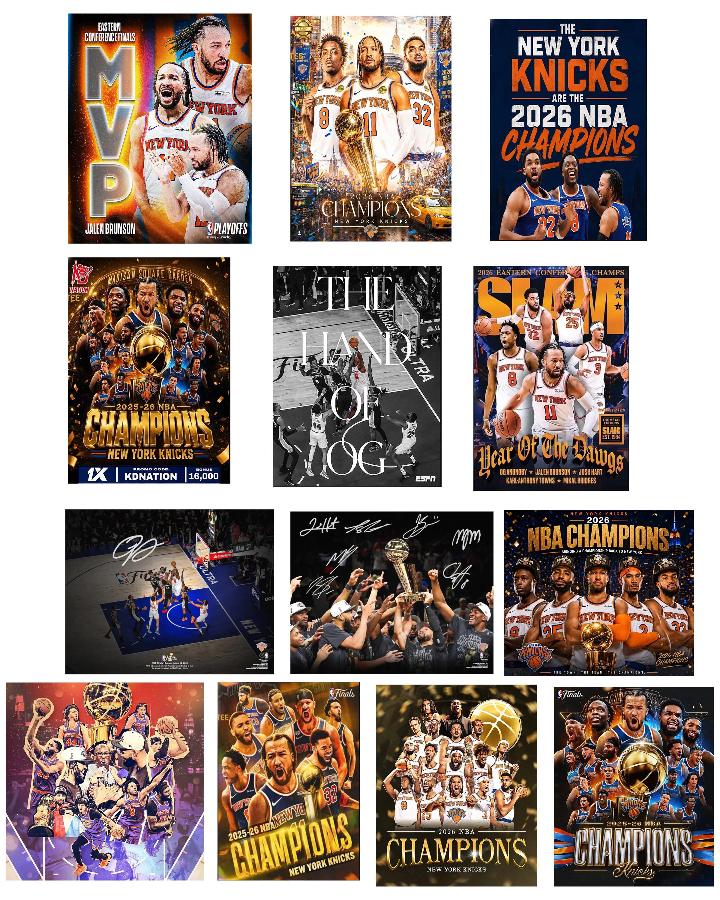 Champions NEW YORK KNICKS 2026 Basketball Wall Art Poster HD Print Unframed Aesthetic Room Home House Modern Wall Decor Trendy Gift.