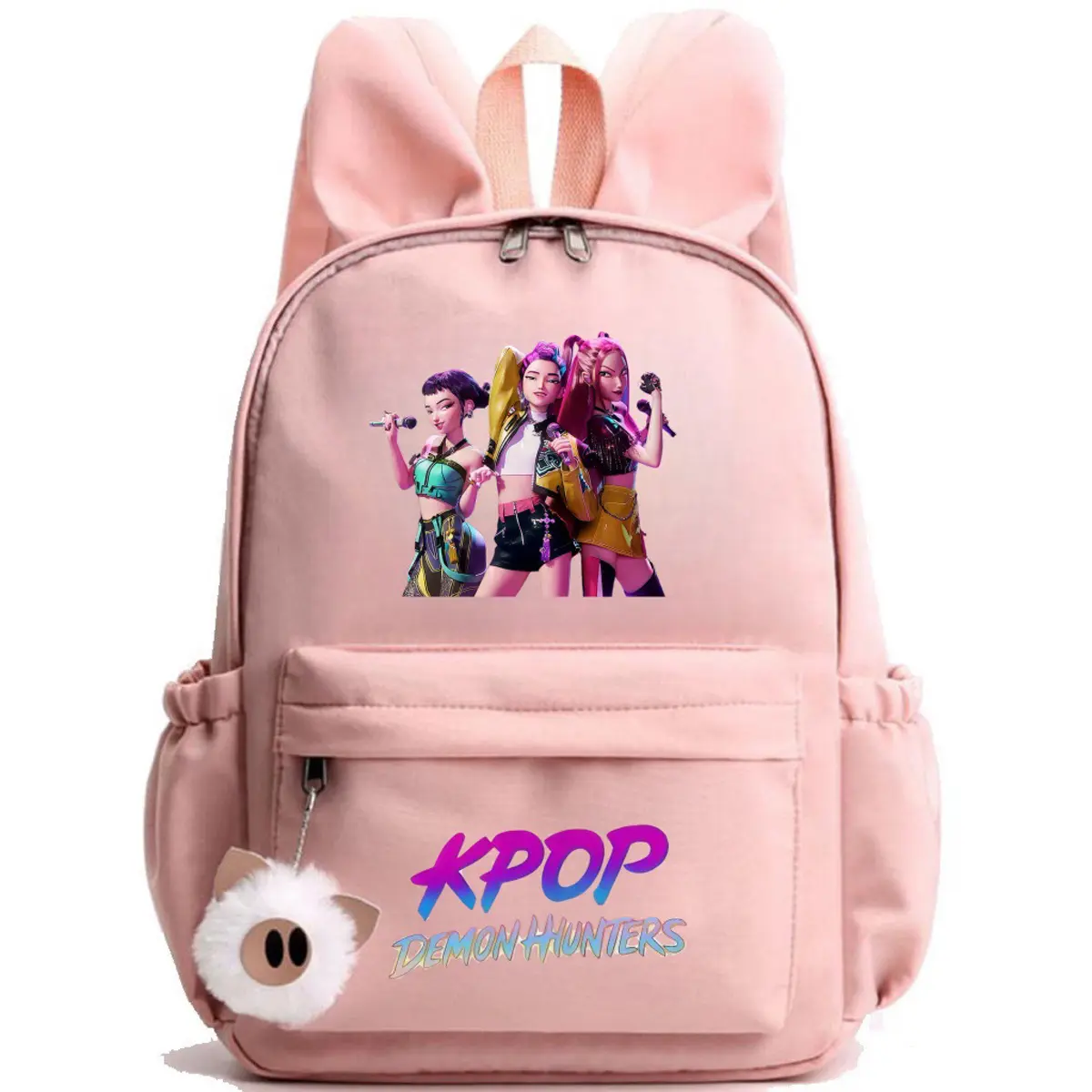 Adorable Kpop Girl Cartoon Backpack (with bunny ears) – A must-have for back to school. This spacious travel backpack is perfect for school, outdoor activities, and travel.
