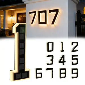 9 Inch Solar LED Waterproof Illuminated Address Numbers, Outdoor House Number Sign for Modern Farmhouse Home Exterior Decor