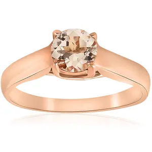 6MM Morganite Solitaire Engagement Anniversary Ring 14K Rose Gold