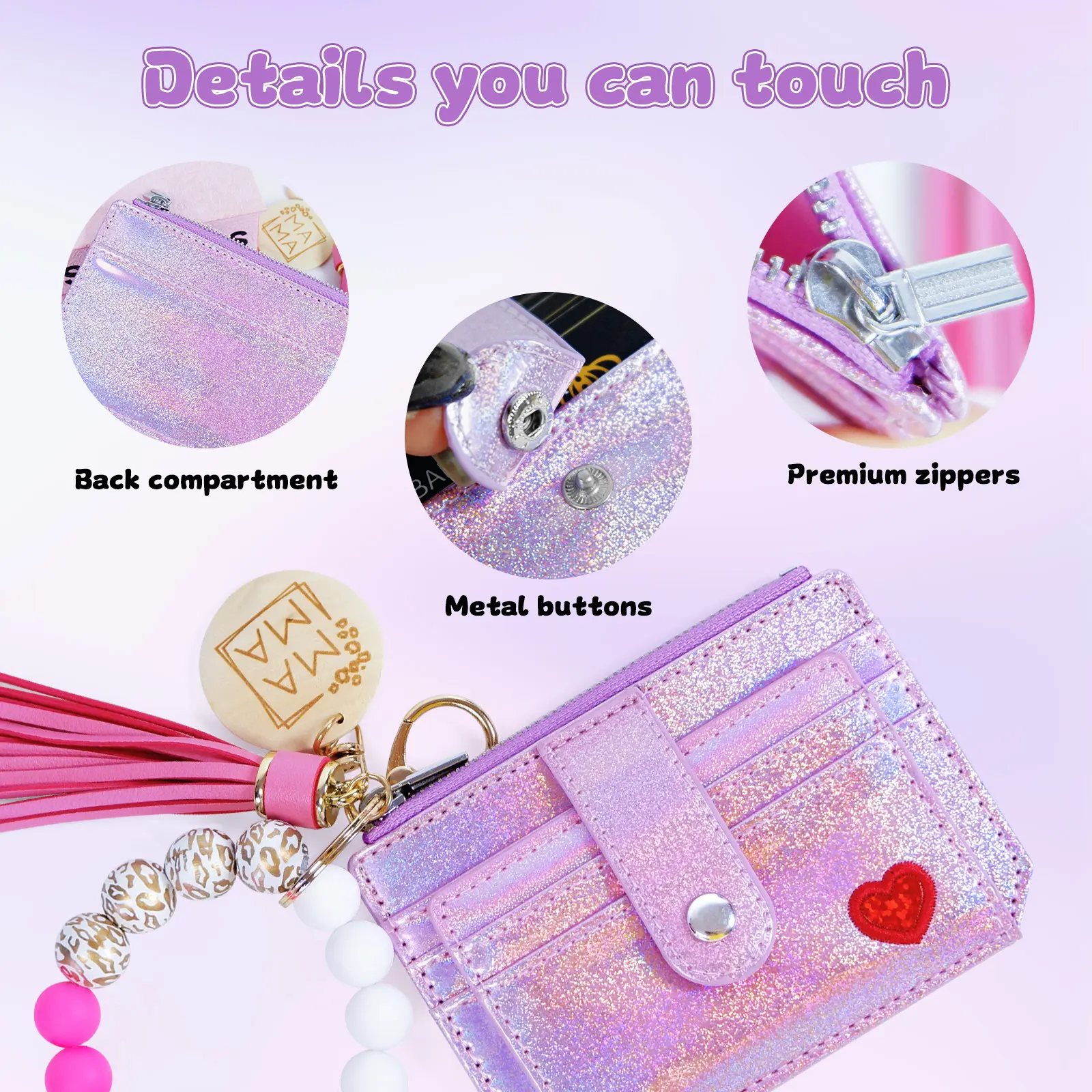 tcg graded card value Holographic Metallic Phone Wallet main image 1