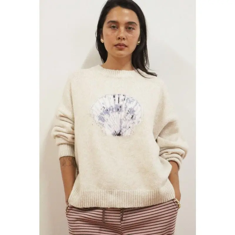 Seashell Crewneck Sweater - Oatmeal