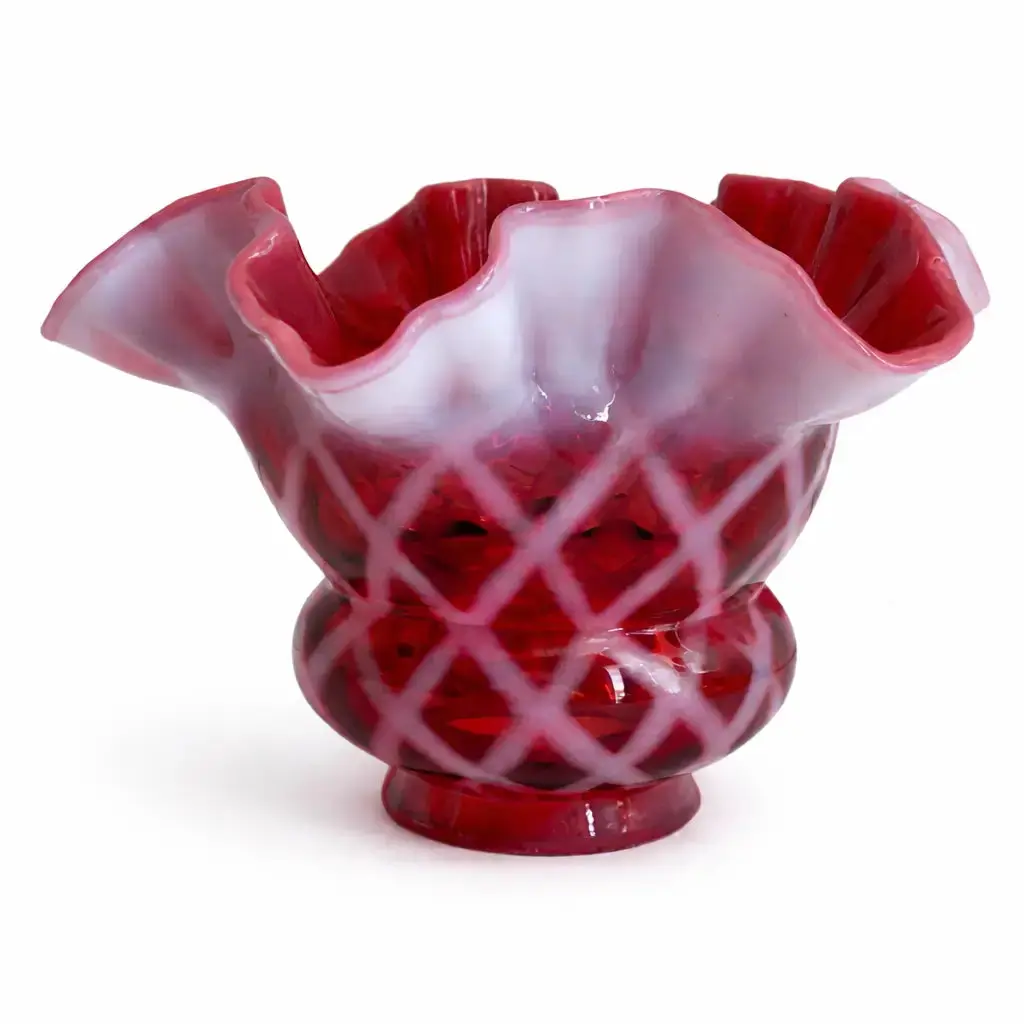 Iridescent Acid-Etched Fenton Double Crimp Pendant Shade – 2¼" Fitter | SKU 32992