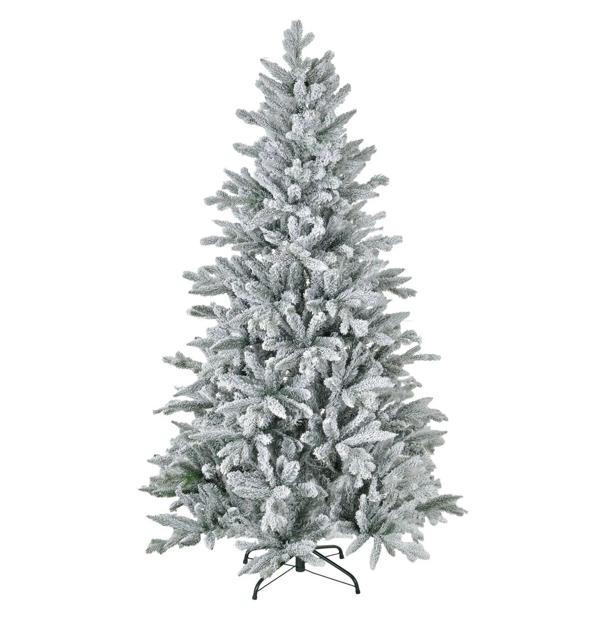 6ft Flocked Christmas Tree, Snowy Xmas Tree with Hinged Branches, Easy Assembly Holiday Tree for Home Office default