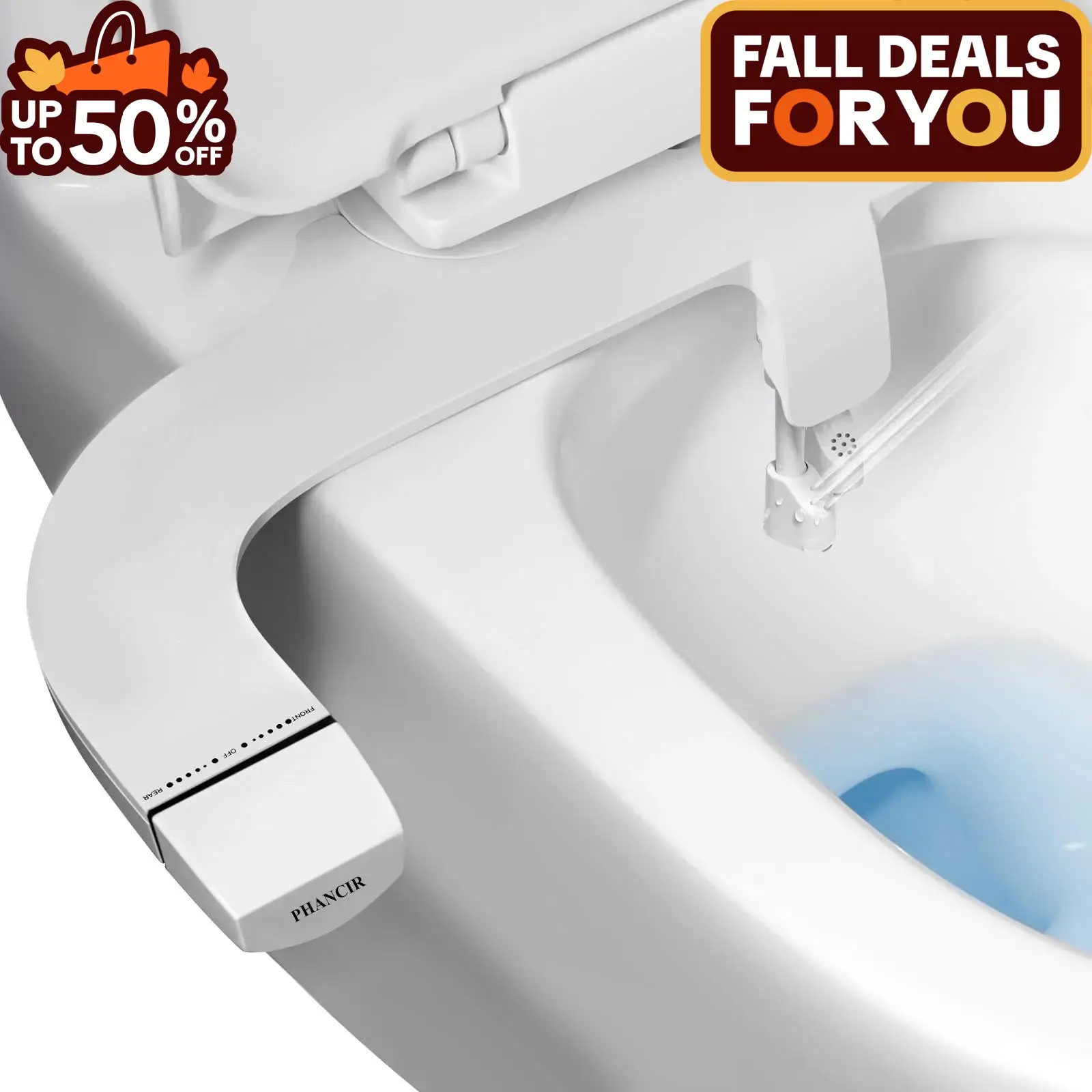 PHANCIR Ultra-Slim Bidet Attachment for Toilet, Dual Nozzle with Self Cleaning Attachment adjustable water pressure Spray Bathroom