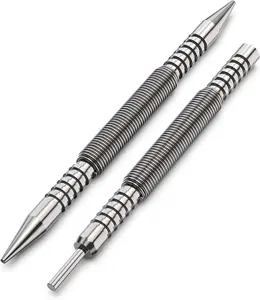 Dual Head Nail Setter & Hinge Pin Punch Set – Hammerless 1/32" & 1/16" Spring Nail Punch Tool for Carpentry, Woodworking & Door Pin Removal