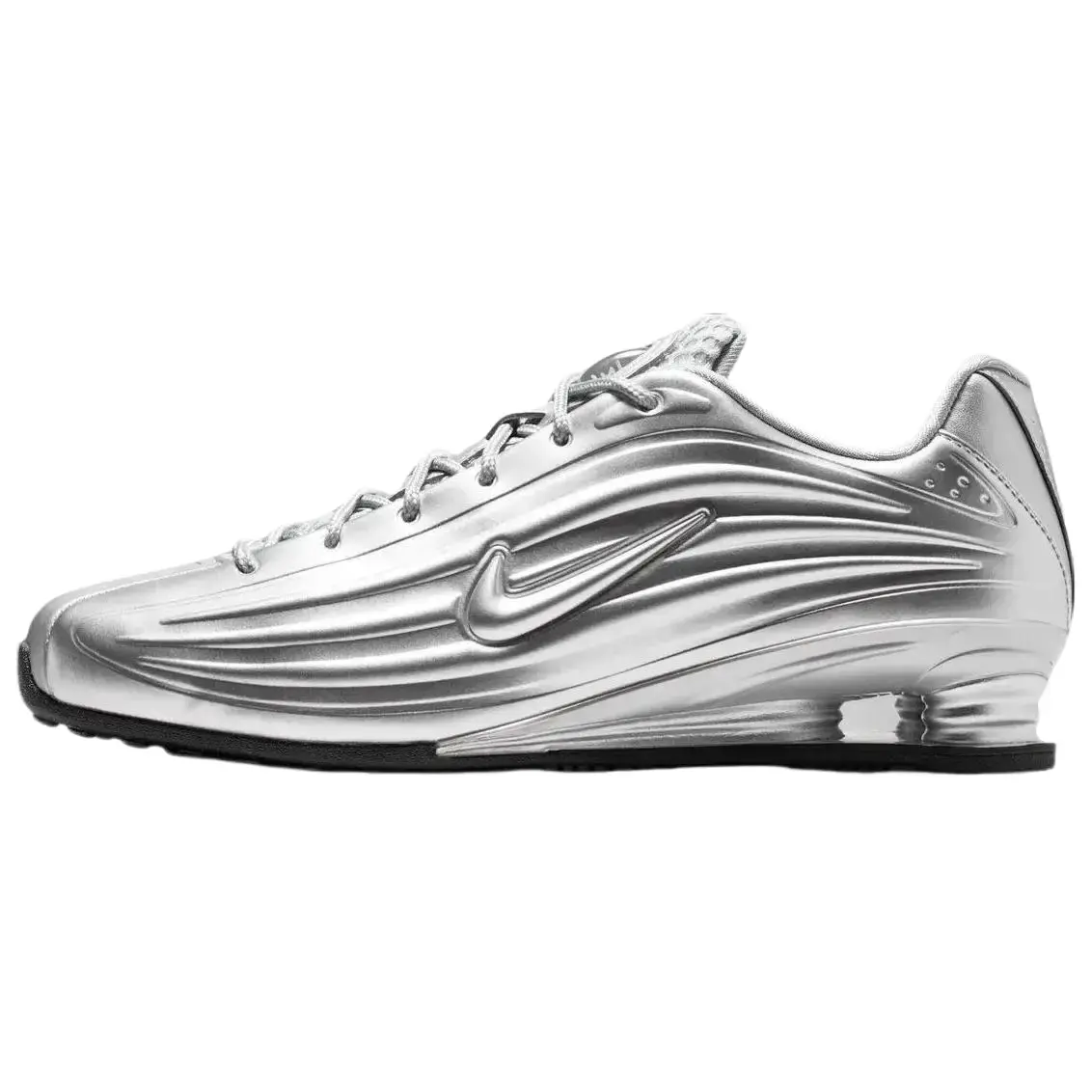 NIKE Women's Shox Z Modern Athletic Casual Shoes - Metallic Silver/Black Sports Footwear with Lightweight Upper, Shox Cushioning for Energy Return