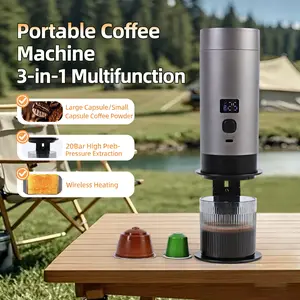 Portable Wireless Coffee Maker, Travel Coffee Machine, 3-In-1 Capsule Espresso Machine, 20bar High Pressure, Dual Cold Hot, Digital Display, Type-C Fast Charging